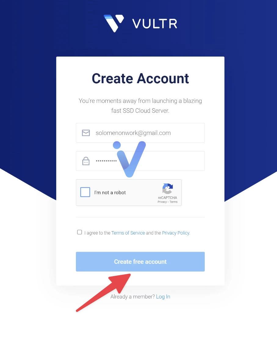 sign up vultr account 